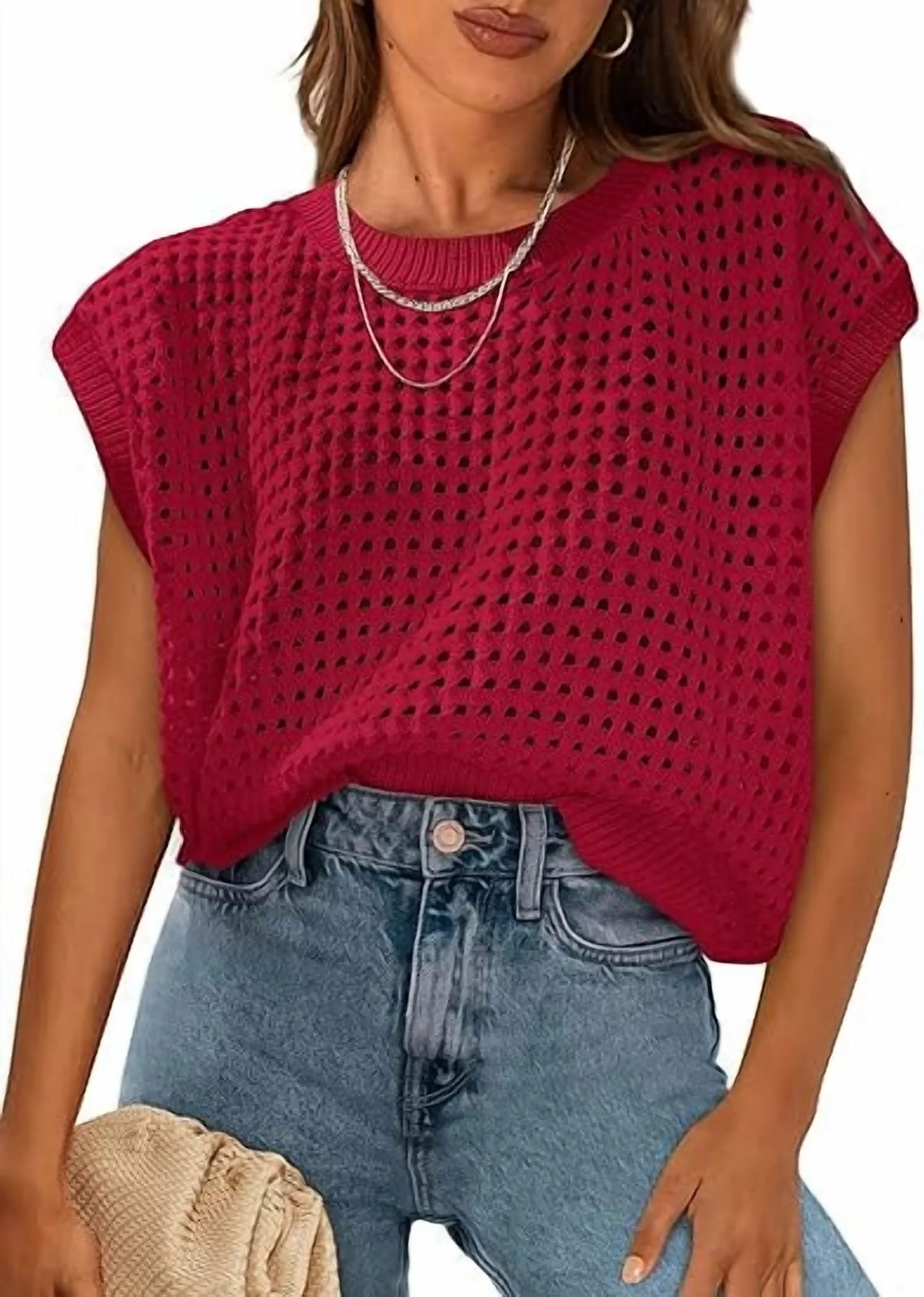 PRETTYGARDEN Womens Spring Tops Summer Shirts Crochet Cap Sleeve Sweater Pullover Cute Crew Neck ... | Walmart (US)