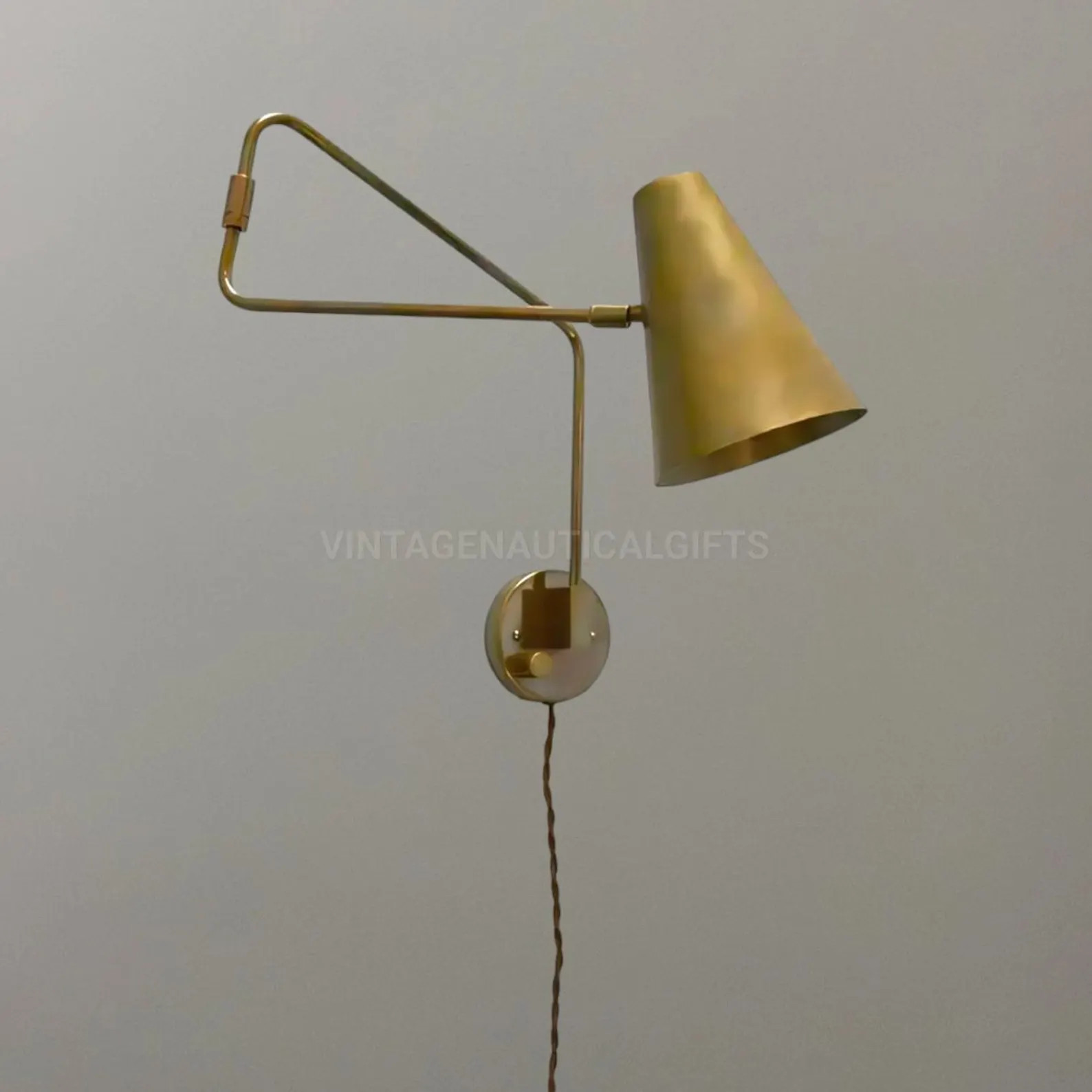 Vintage Brass Swing Arm Wall Sconce: Mid-Century Modern Adjustable Lamp | Etsy (US)