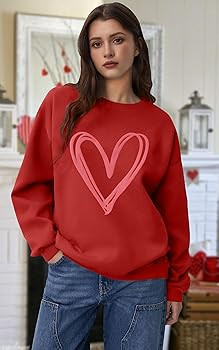 LAZYCHILD Valentines Day Sweatshirt Women: Heart Graphic Shirt Valentine Gifts Long Sleeve Top | Amazon (US)