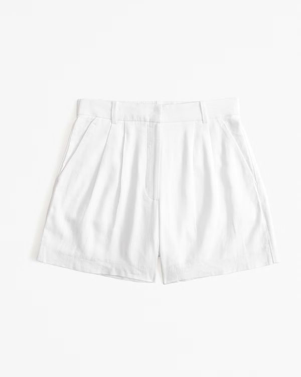 Curve Love A&F Sloane Tailored Linen-Blend Short | Abercrombie & Fitch (US)