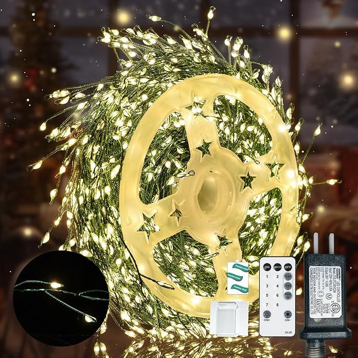 Fairy Lights Plug in 65Ft 1000LED Warm Christmas Garland Lights with Timer Remote Waterproof Fire... | Amazon (US)