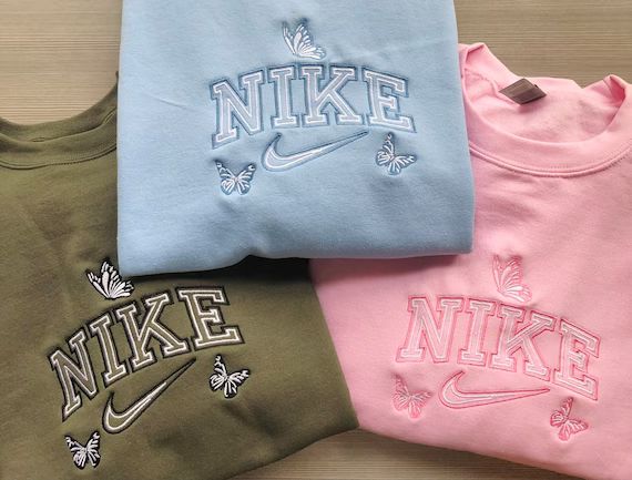 Nike Embroidered Sweatshirt w/ Butterfly | Etsy (US)