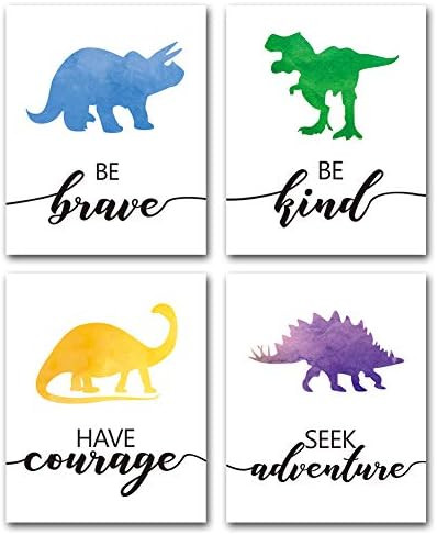 Watercolor Dinosaur Art Print- Animals Dinosaur Inspirational Quote Canvas Wall Art-(8”X10”X4... | Amazon (US)