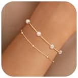 Pearl Bracelet for Women, 14K Gold Plated/Silver Plated Bracelet | Beaded Cross Bracelet Set, Non... | Amazon (US)