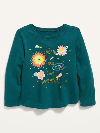 Long-Sleeve Graphic Scoop-Neck Tee for Toddler Girls | Old Navy (US)