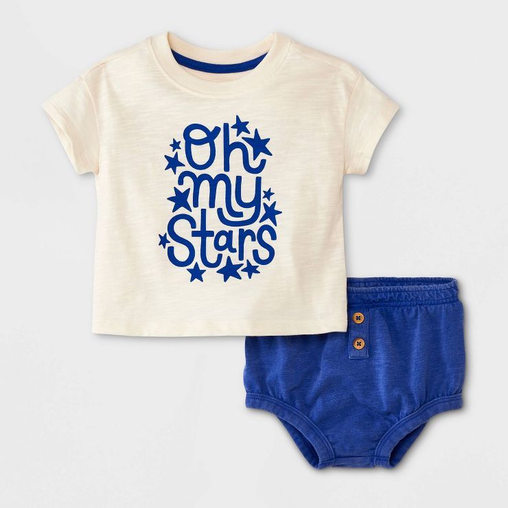 Baby Stars Slub Jersey Top & Bottom Set - Cat & Jack™ Blue | Target