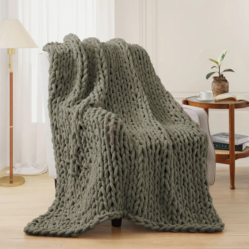 Peace Nest Chunky Knit Throw Blanket - Extra Cozy Hand-Knit Look, Soft Yarn, 50" x 60" Size (Crea... | Wayfair North America