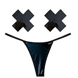 Neva Nude DOM Squad Wet Vinyl Black Naughty Knix G String Panties and Matching X Factor Nipztix Past | Amazon (US)