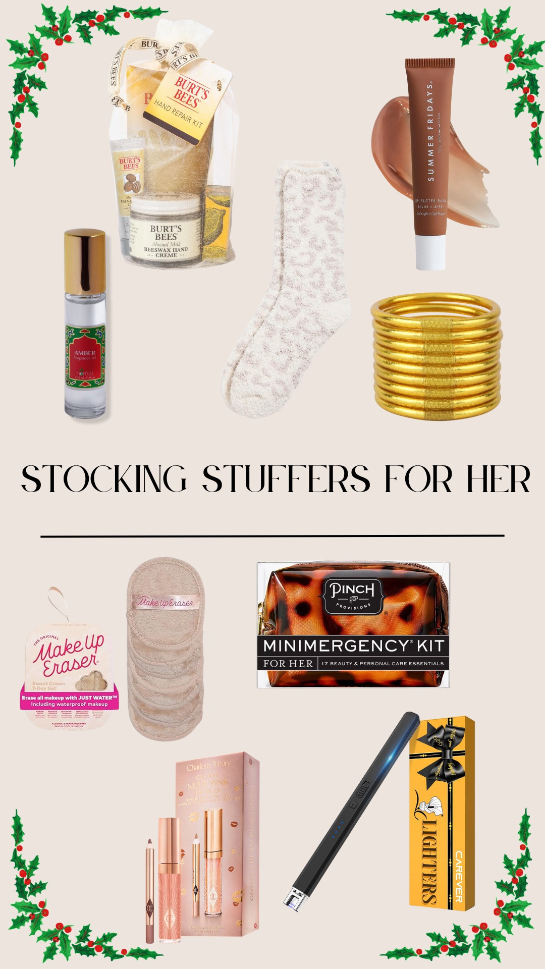 Stocking Stuffers for Her!

perfume, bracelets, lipgloss, electric lighter, makeup eraser 

 #LTKGiftGuide #LTKHoliday #LTKFindsUnder50