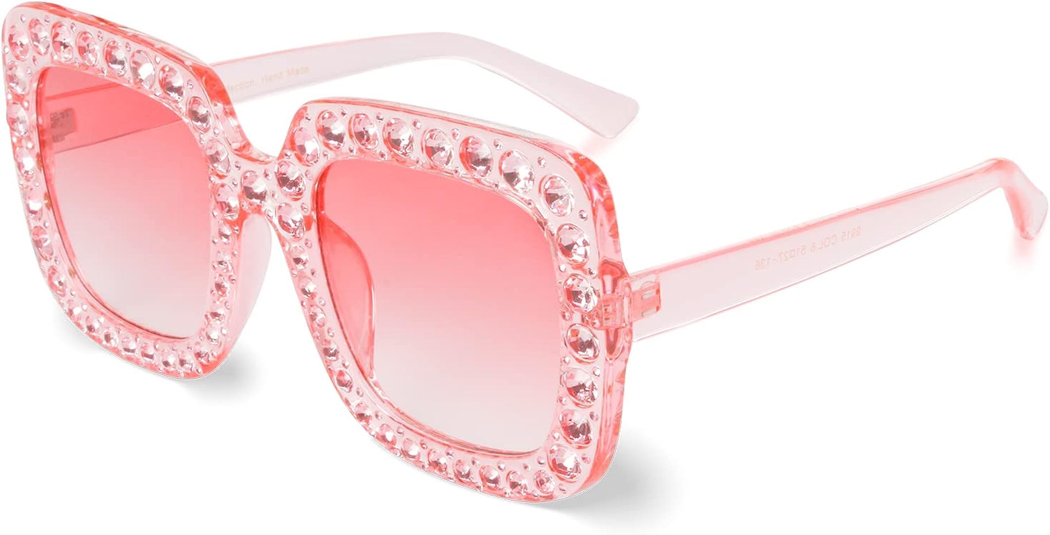 Xpectrum Extra Large Squared Elton Crystal Sunglasses Bling Rhinestone Concert Glasses | Amazon (US)