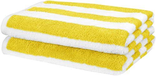 Amazon Basics Cabana Stripe Beach Towel - Pack of 2, Yellow | Amazon (US)