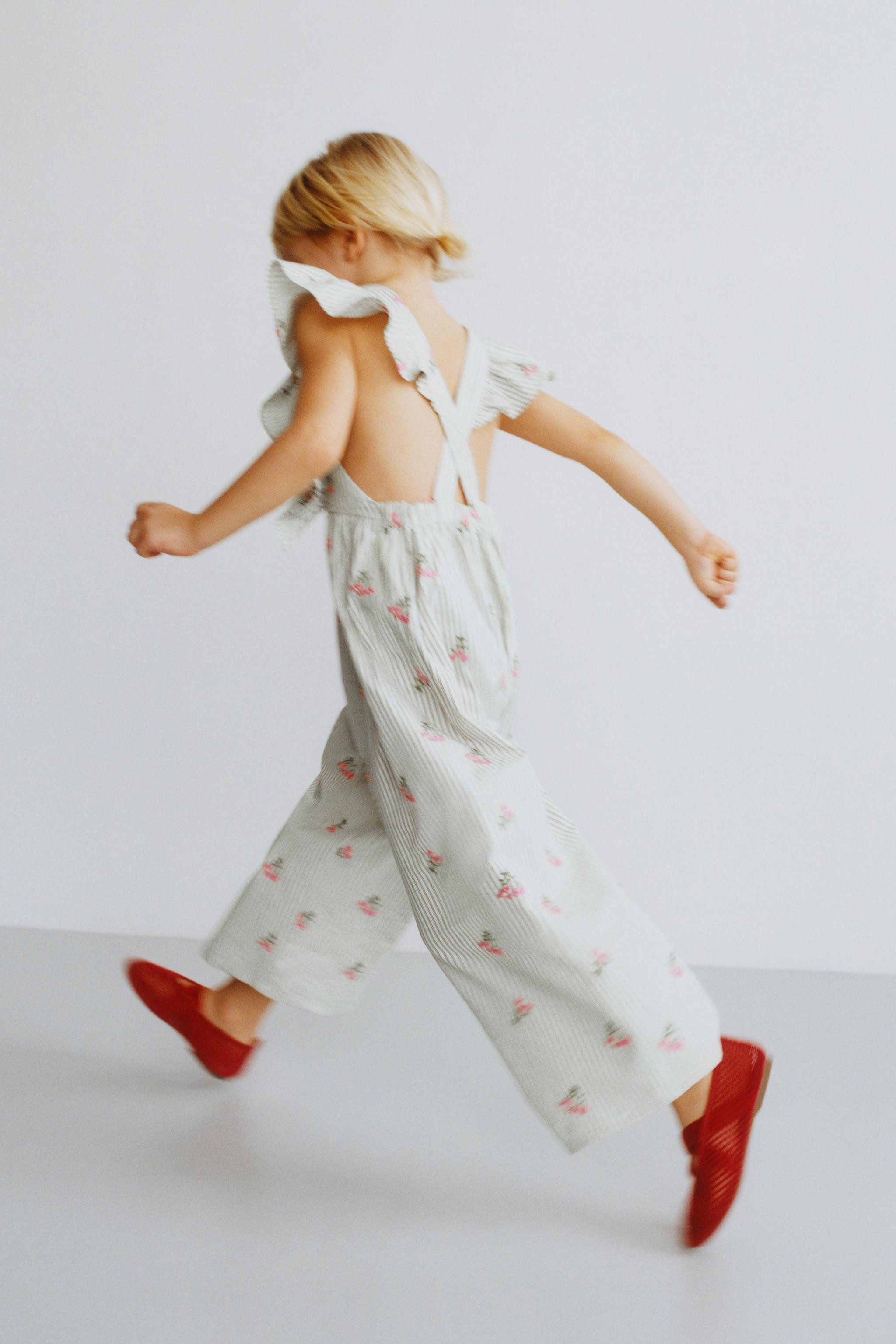 LONG STRIPED JUMPSUIT WITH EMBROIDERED FLOWERS | Zara UK