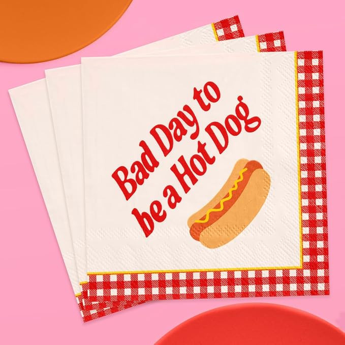 xo, Fetti Hot Dog Napkins - 25 Paper Napkins | BBQ Party, Cookout, Picnic, Fourth of July, Summer... | Amazon (US)