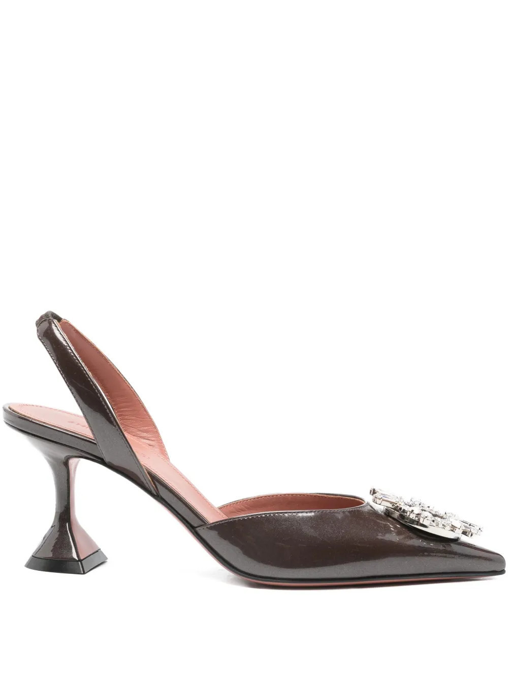 Amina Muaddi 70mm Begum pumps - Brown | Farfetch Global