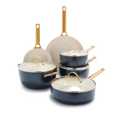 Reserve Ceramic Nonstick 10-Piece Cookware Set | Twilight with Gold-Tone Handles | GreenPan