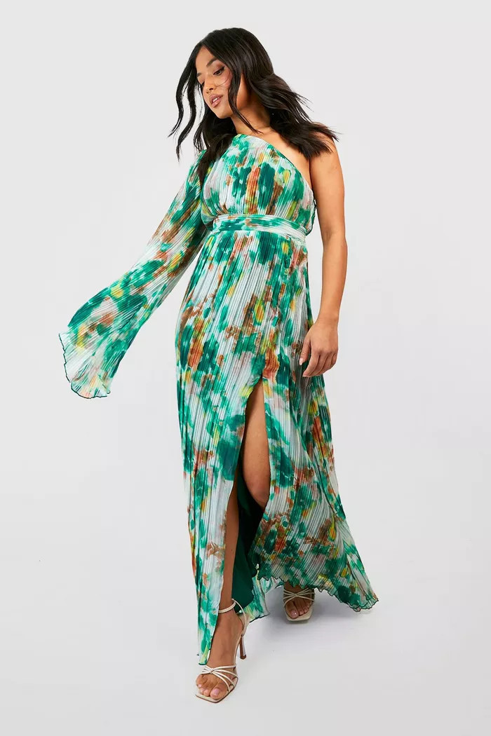 Petite Extreme Sleeve Asymetric Floral Maxi Dress | Boohoo.com (US & CA)