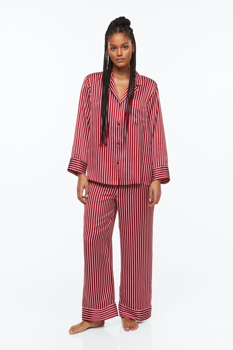Pajama Shirt and Pants - Red/striped - Ladies | H&M US | H&M (US)