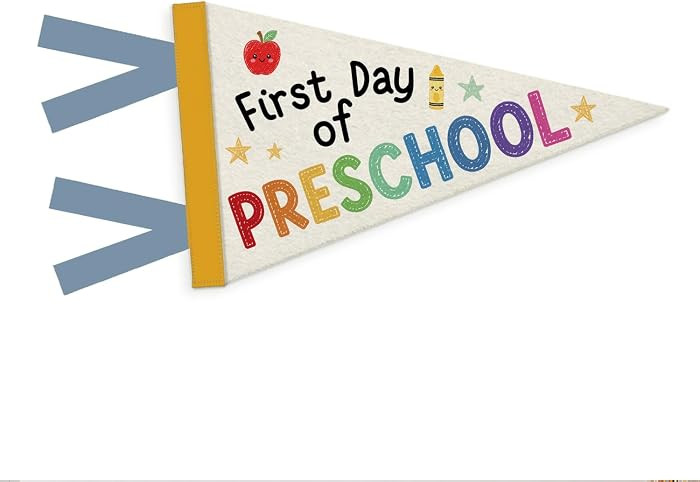 First Day of Preschool Sign Banner Felt Flag, | Amazon (US)