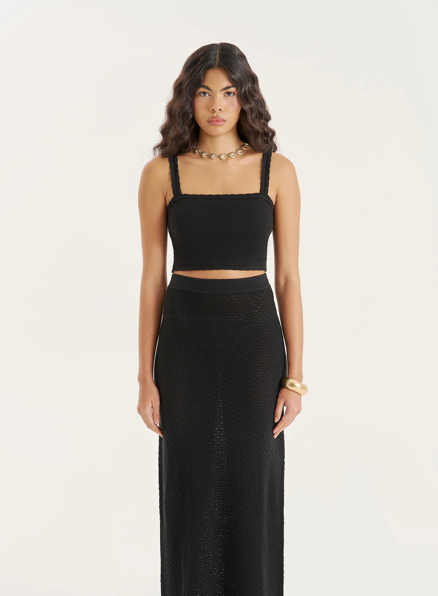 Black Knitted Crop Top- Romi | 4th & Reckless