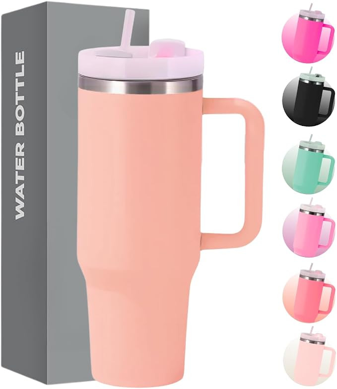 Copo Térmico com Tampa 1200 Ml Caneca Garrafa Térmica Com Canudo - Inox Parede Dupla (Salmão) | Amazon (BR)