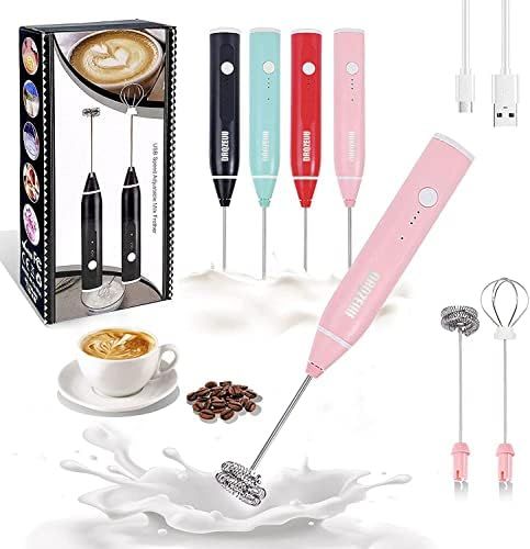 Amazon.com: Milk Frother, Rechargeable Handheld Electric Whisk Coffee Frother Mixer with 2 Stainl... | Amazon (US)