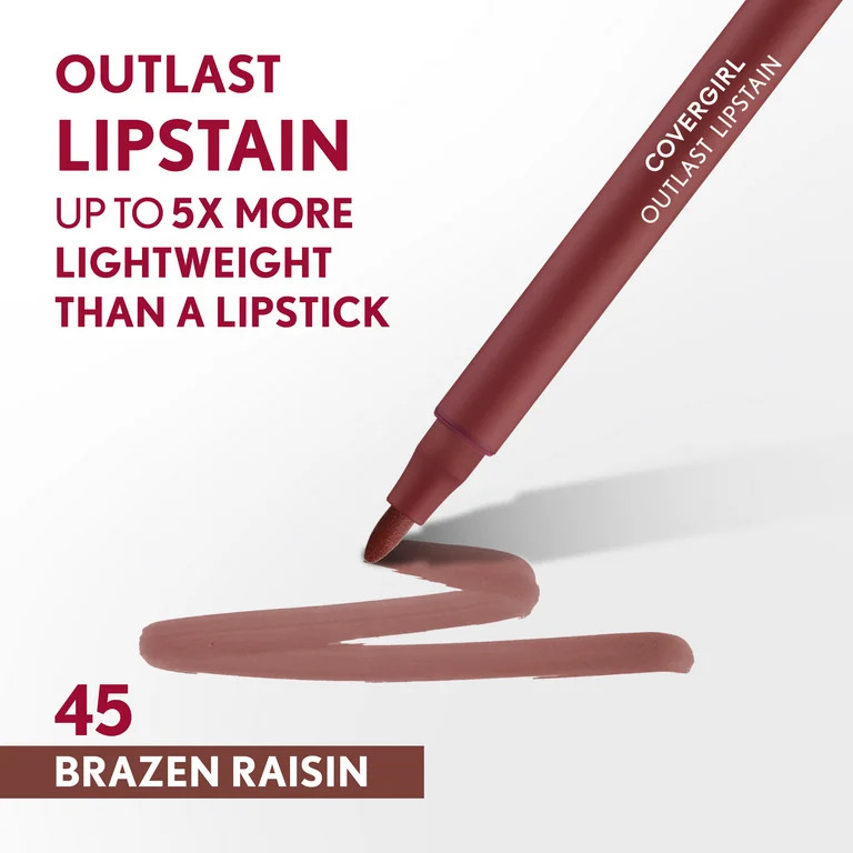 Covergirl Outlast Lipstain, 45 Brazen Raisin, Brown, 0.06oz | Walmart (US)