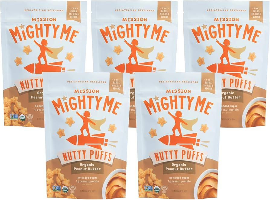Mission Mighty Me Nutty Puffs Peanut Butter Puffs for Babies + Kids - Pediatrician Developed - US... | Amazon (US)