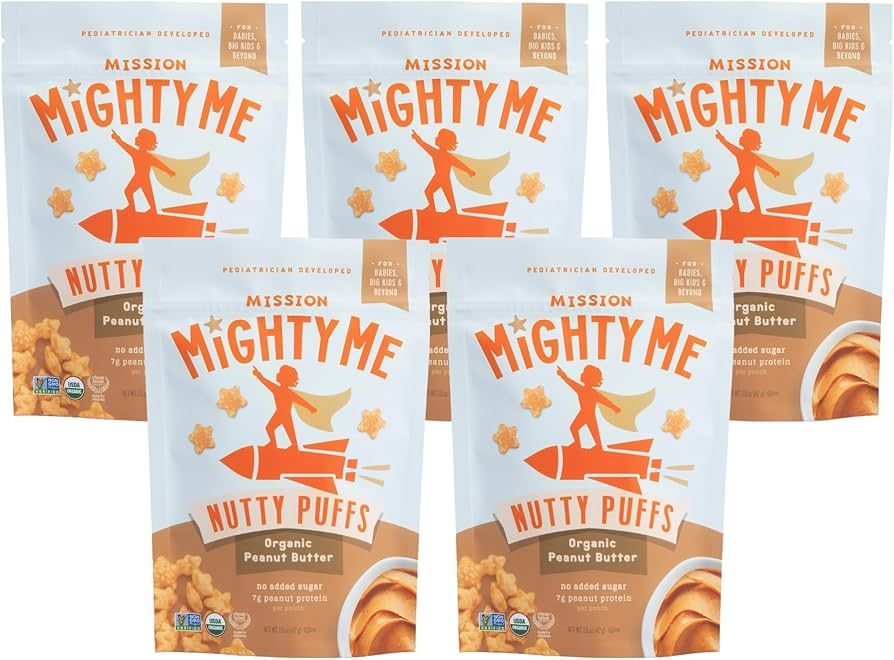 Mission Mighty Me Nutty Puffs Peanut Butter Puffs for Babies + Kids - Pediatrician Developed - US... | Amazon (US)