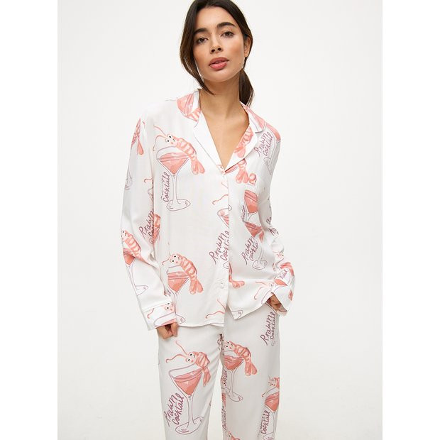 Prawn Cocktail Printed Traditional Pyjama Set  18 | Tu Clothing
