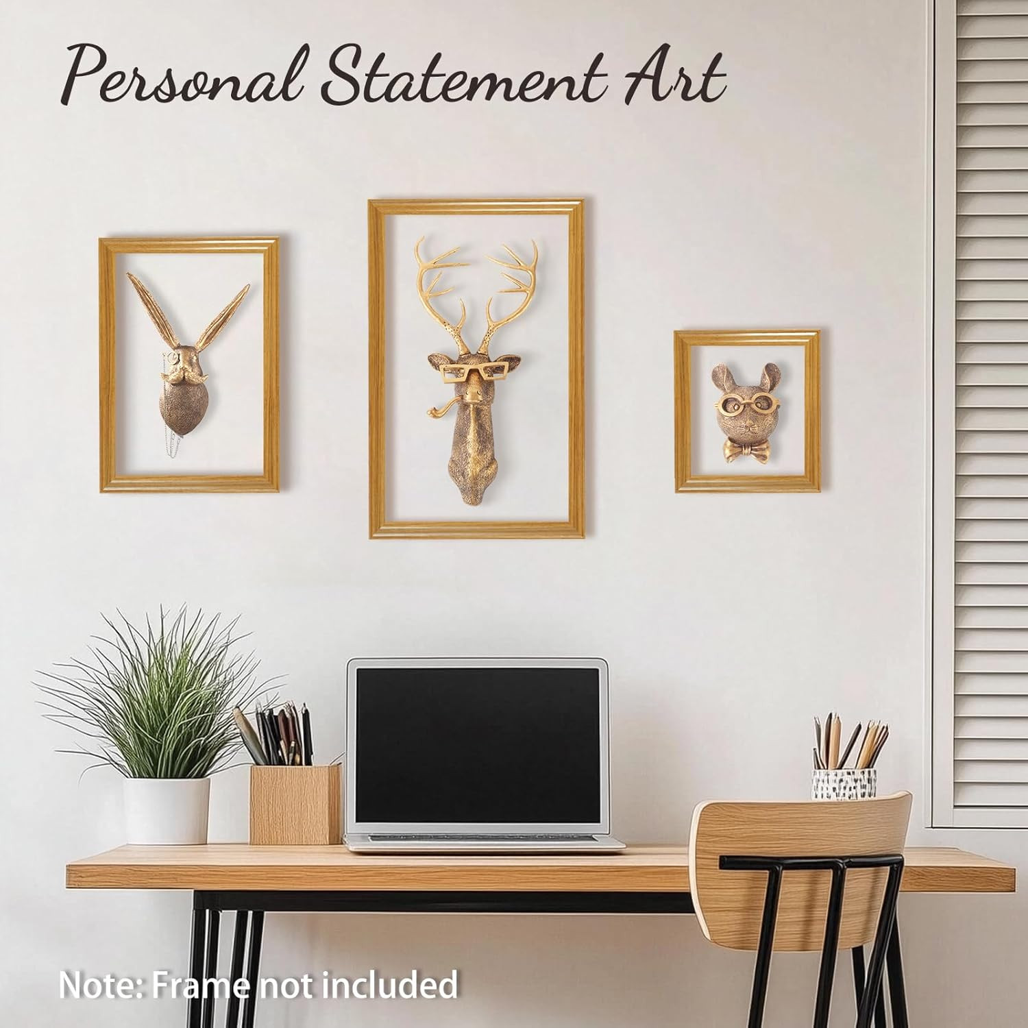 UITWMKTG 5 Pack Animal Head Wall Decor Gold Wall Sculpture Home Decor for Office Bedroom Modern D... | Amazon (US)