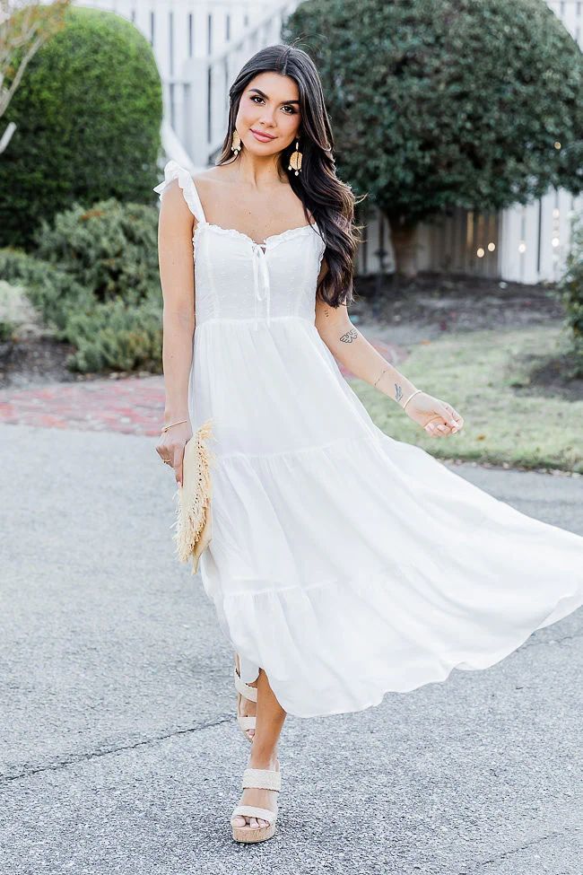 Happiness Is A Habit White Midi Dress FINAL SALE | Pink Lily