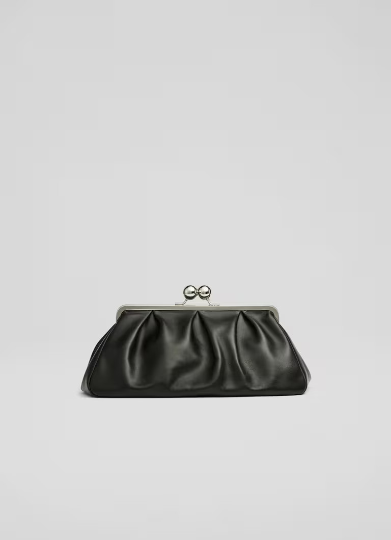 Lana Black Large Snaplock Clutch Bag | L.K. Bennett (UK)