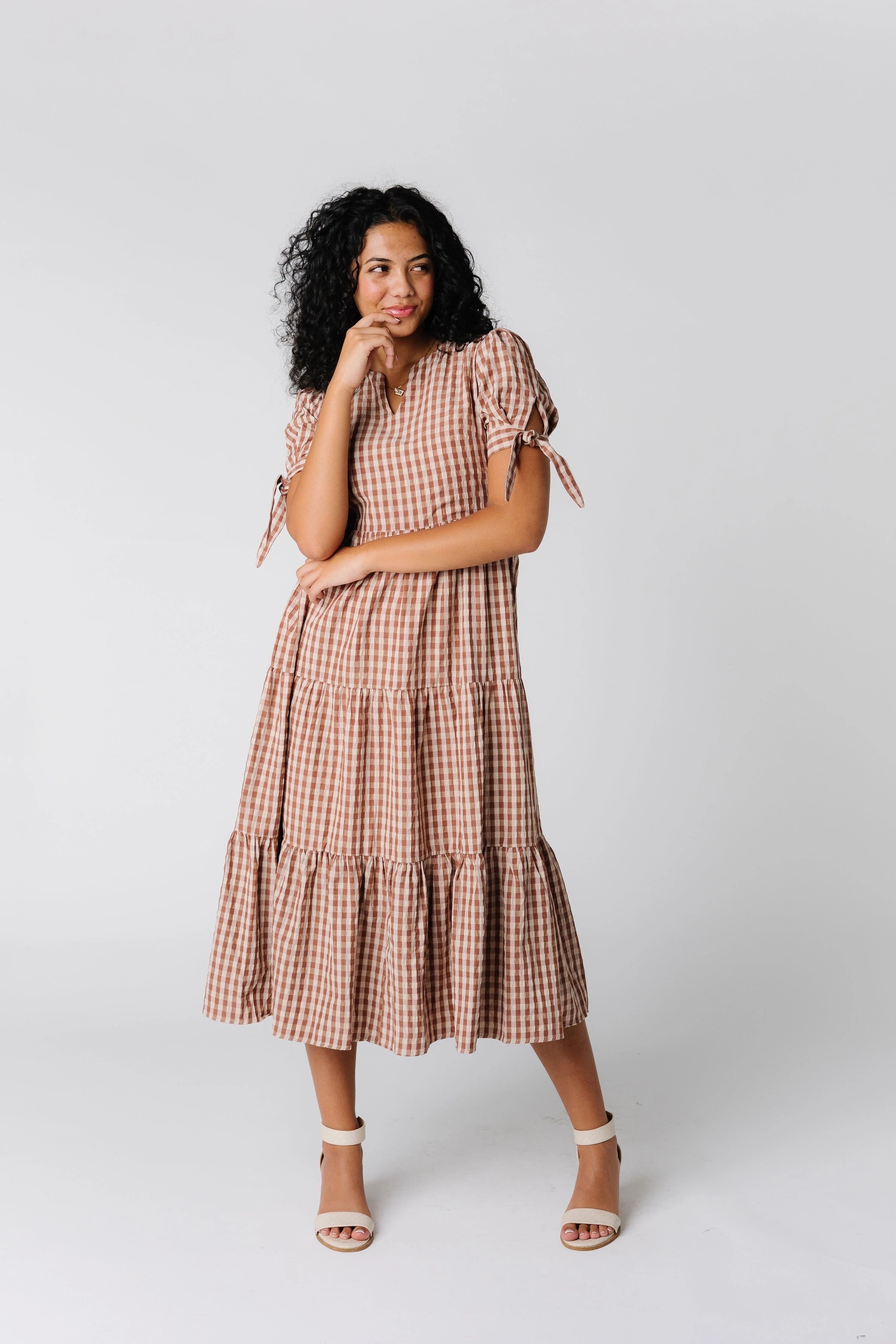 Brass & Roe Gingham Tie-Sleeve Dress | Called To Surf