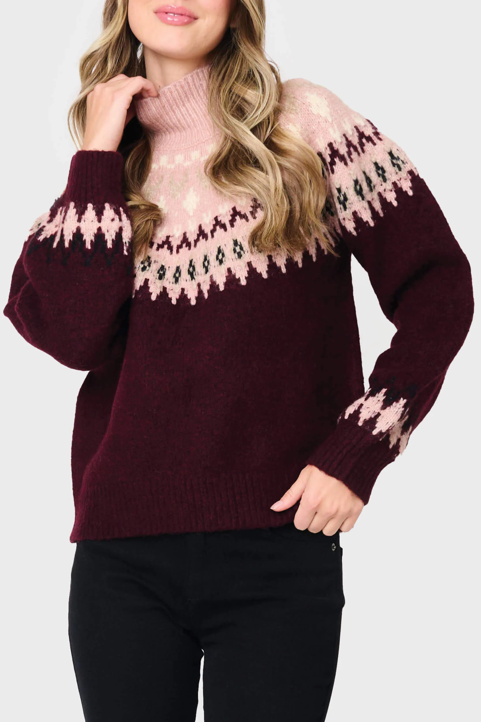 Mock Neck Fair Isle Sweater | Gibson