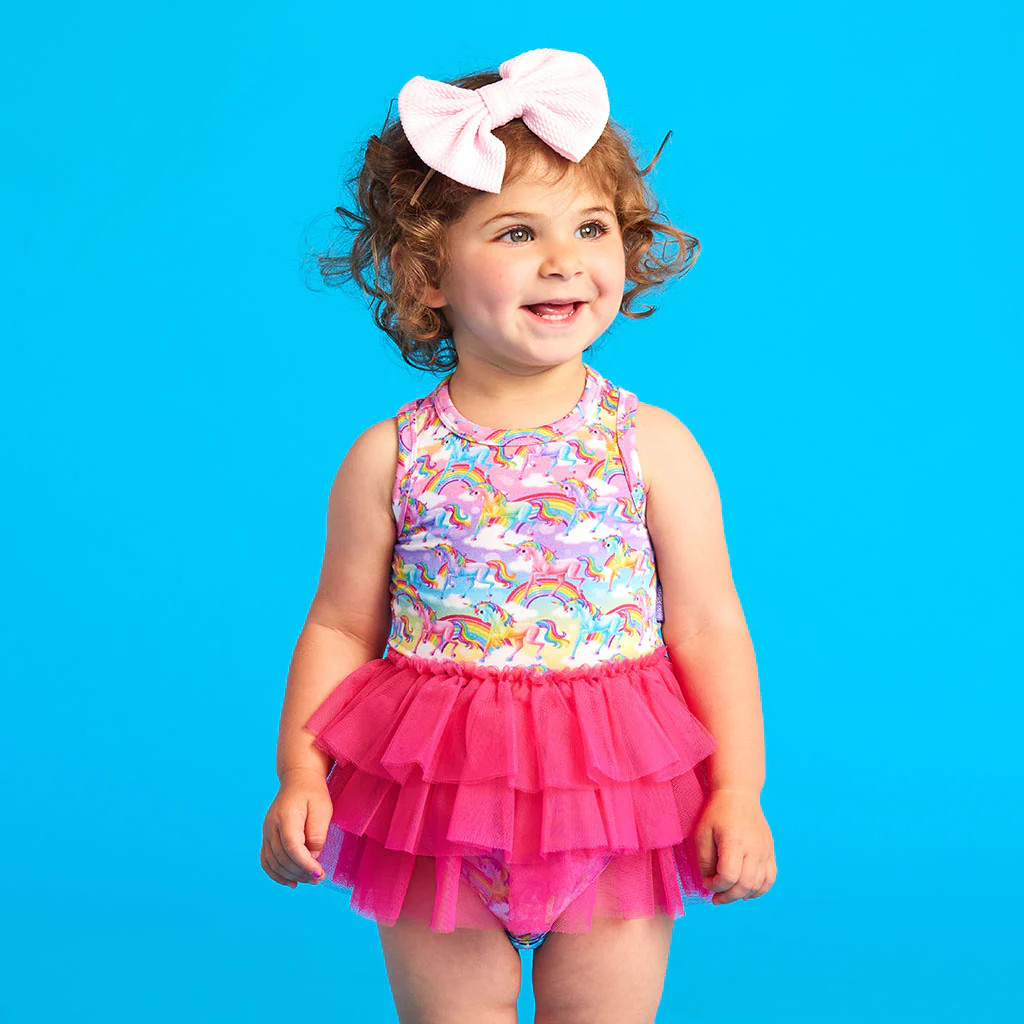 Unicorns Multi Girl Tulle Onesie | Lisa Frank® Markie™ Magic | Posh Peanut