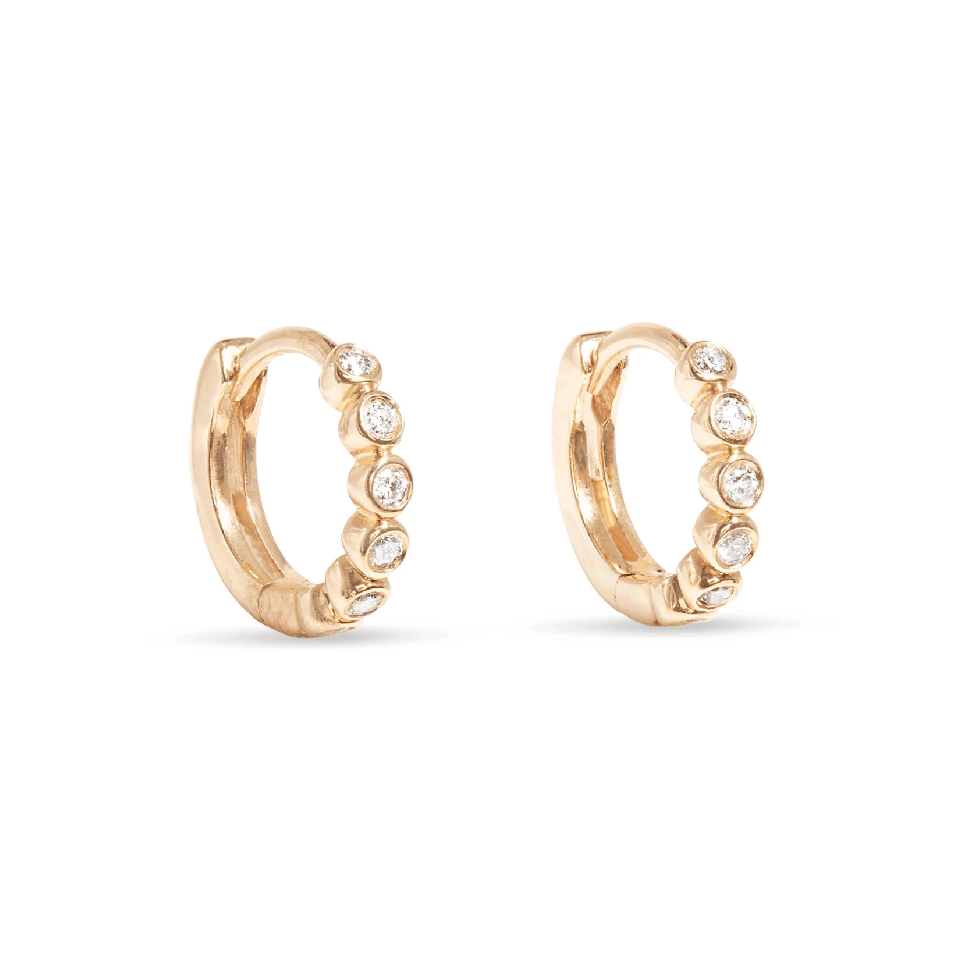 Bezel Diamond Huggies | STONE AND STRAND