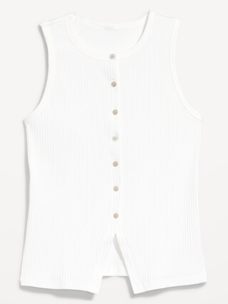 Sleeveless Button-Down Ribbed Top | Old Navy (CA)