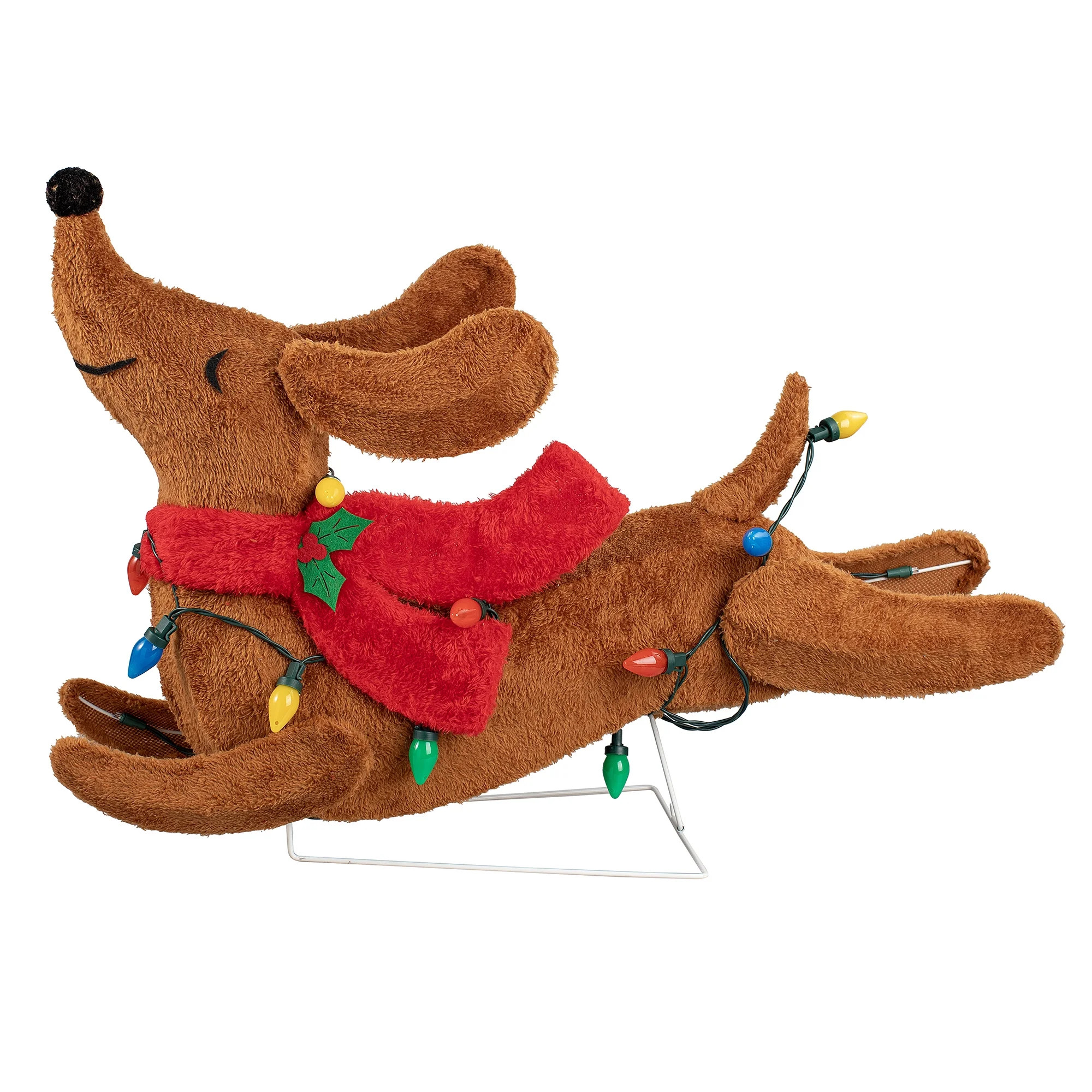 Indoor/Outdoor 50-Count LED Plush Dachshund Christmas Decoration, Multicolor, 30", by Holiday Tim... | Walmart (US)
