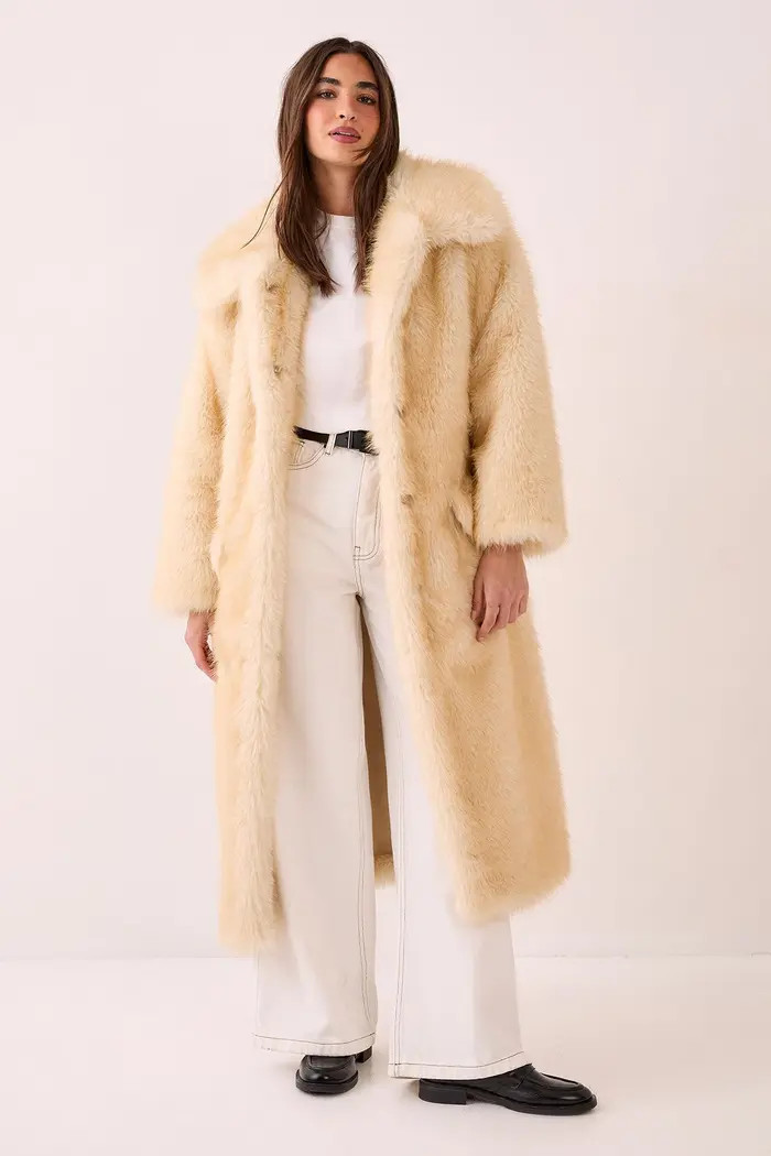 NASTY GAL Belted Tipped Faux Fur Coat | Nordstrom | Nordstrom