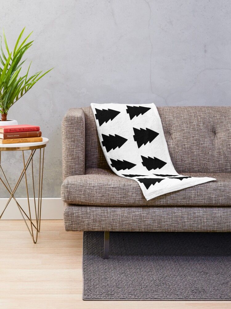 Pine Tree Pattern in Black/White Throw Blanket | Redbubble (US)