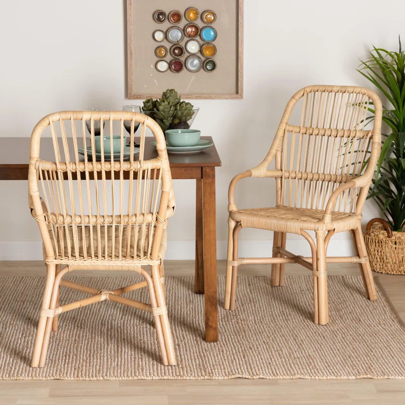 Bott Windsor Back Rattan Arm Chair Dining Chair (Set of 2) | Wayfair North America