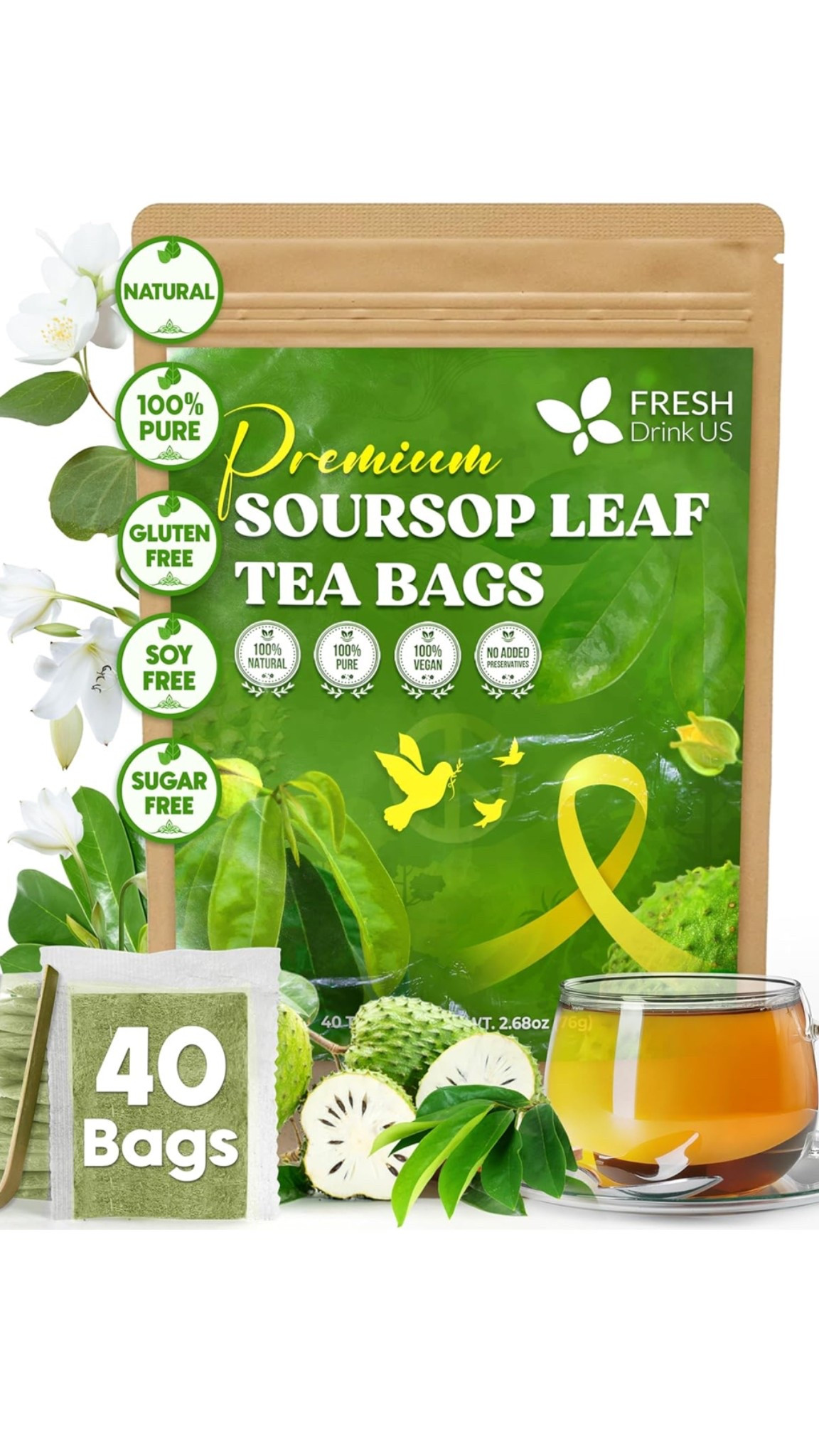 Soursop leaf tea bags - This research suggests it may have value in fighting lung, breast, prostate, skin, pancreas and liver cancers

Test tube studies show that extract of soursop is effective against an array of parasites, bacteria and viruses, including the herpes virus, according to the Memorial Sloan Kettering Cancer Center. Preliminary lab studies indicate soursop has pain-relieving, anti-inflammatory and anti-ulcer properties. Early investigations also show the value of soursop leaves for treating diabetes.

#healthyliving #soursoptea #naturalhealth 

#LTKSaleAlert #LTKActive #LTKSummerEdit