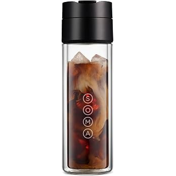 SOMA Double Wall Glass Tea and Coffee Cold Brew Bottle, Black, 12oz (SM18501K) | Amazon (US)