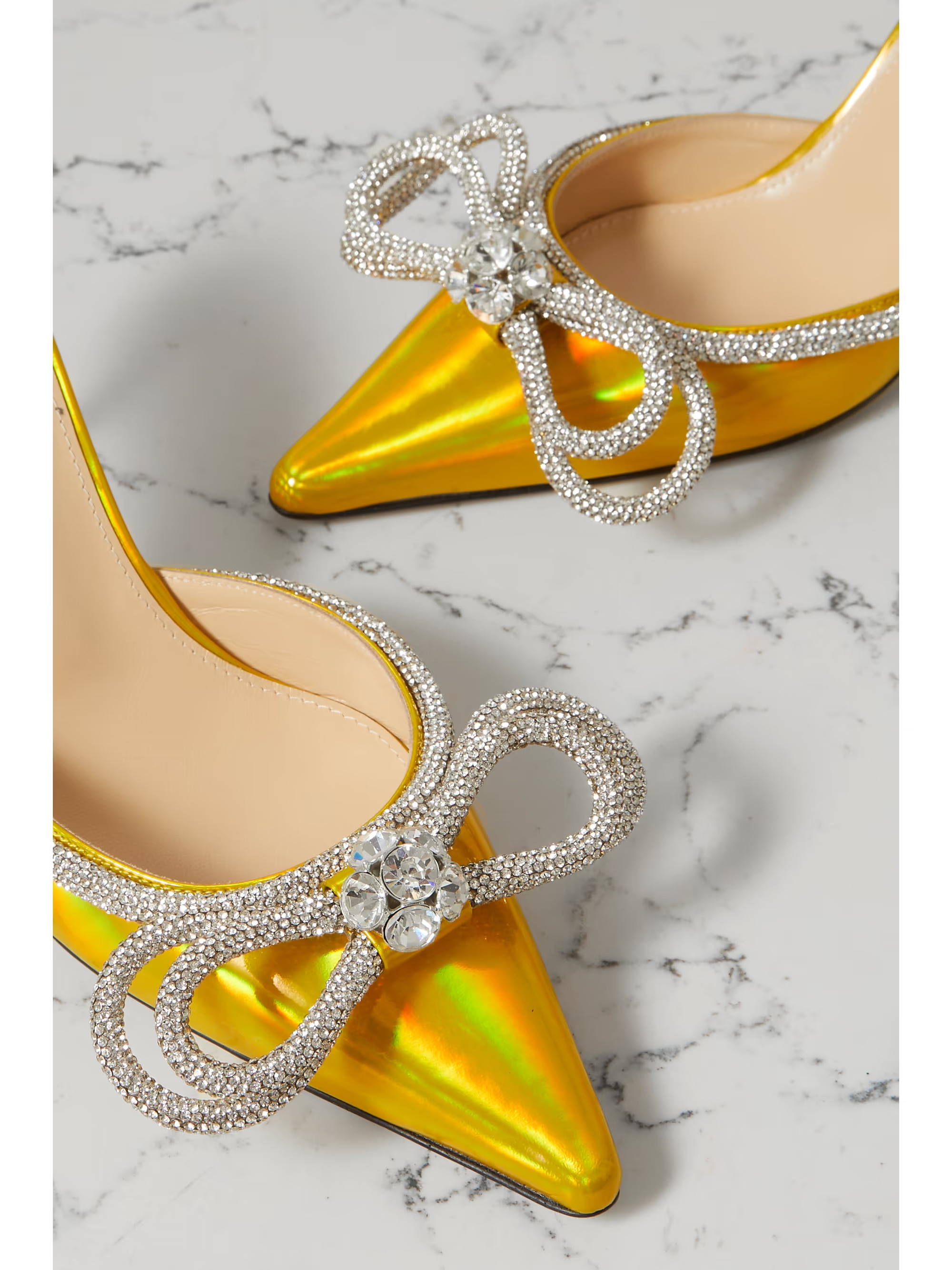 Crystal-embellished iridescent leather mules | NET-A-PORTER (US)
