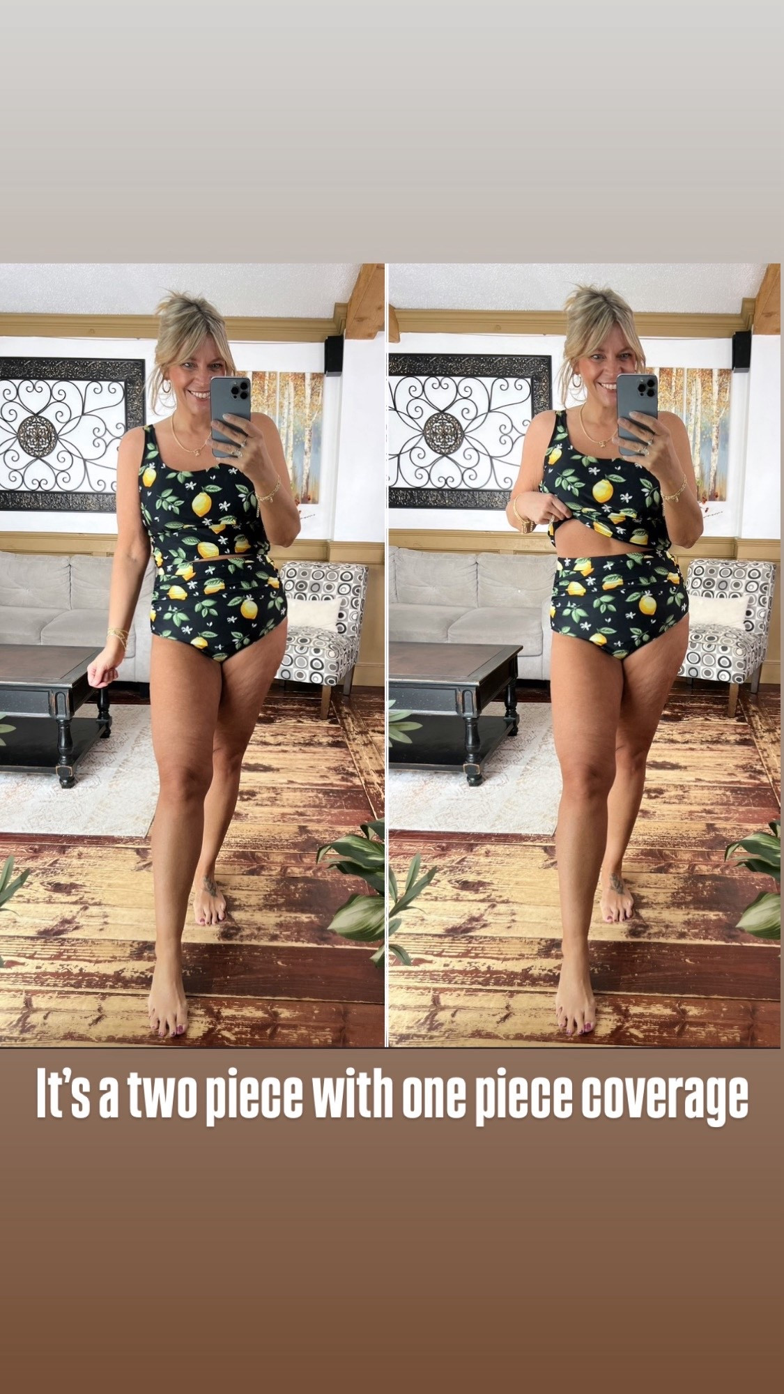 Two piece swim separates that look like a one piece. Fit true to size. 

#LTKOver40 #LTKMidsize #LTKSeasonal