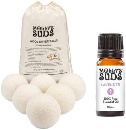 Molly's Suds Wool Dryer Balls and Lavender Essential Oil | XL, Premium Organic Fabric Softener, H... | Amazon (US)