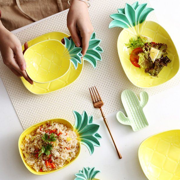 Household Novelty Pineapple Shape Ceramic Plate ,Fruit Dessert Concise Pastry Plate Snack Bowl Ta... | Walmart (US)