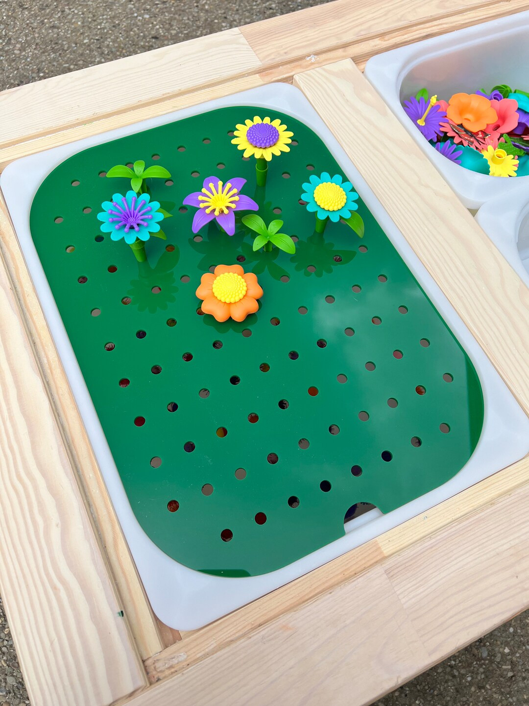 Green Flower Garden Peg Board Insert for TROFAST Bin, Sensory Bin Insert - Etsy | Etsy (US)