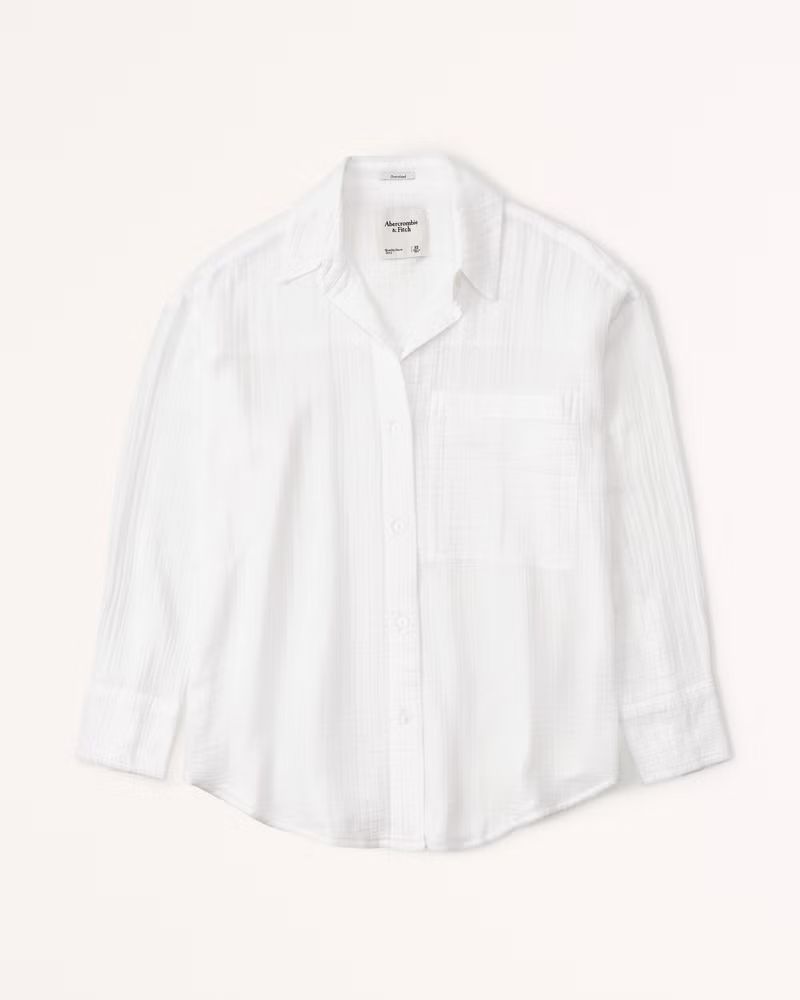 Women's Oversized Beachy Gauze Textured Shirt | Women's Tops | Abercrombie.com | Abercrombie & Fitch (US)
