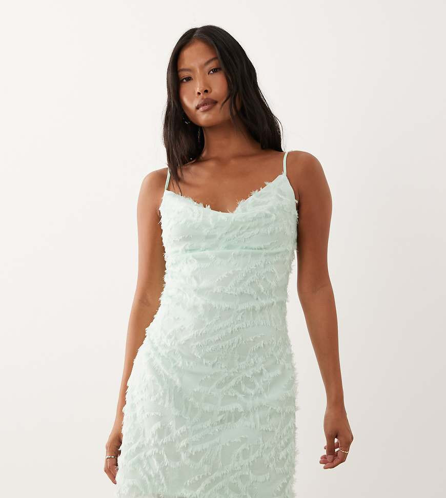 VILA Petite cowl neck textured cami mini dress in sage green | ASOS (Global)